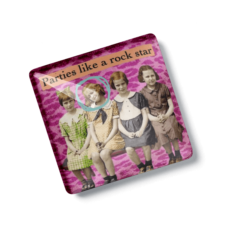 Parties like a rock star - Refrigerator Magnet - Bad Kid Magnet - the candle tailor
